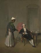 Arthur William Devis Portrait of a Gentleman, Possibly William Hickey, and an Indian Servant oil on canvas
